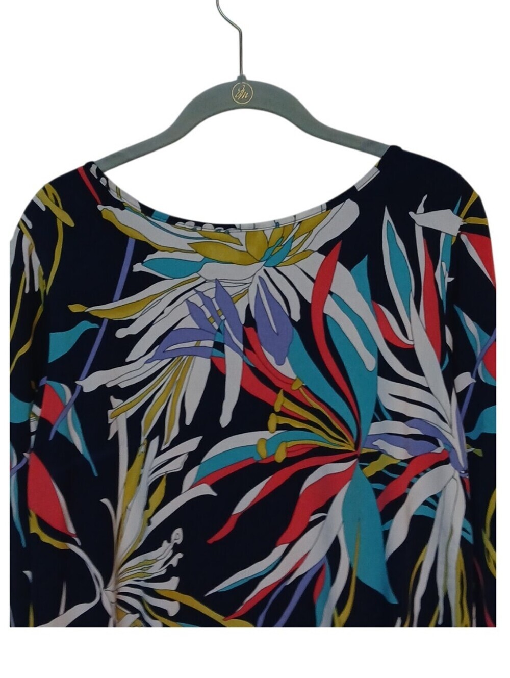 Clara Sun Woo -NWOT Asymmetrical Floral Tunic 3/4 Sleeve Scoop Neck, Size XS USA - Picture 9 of 10